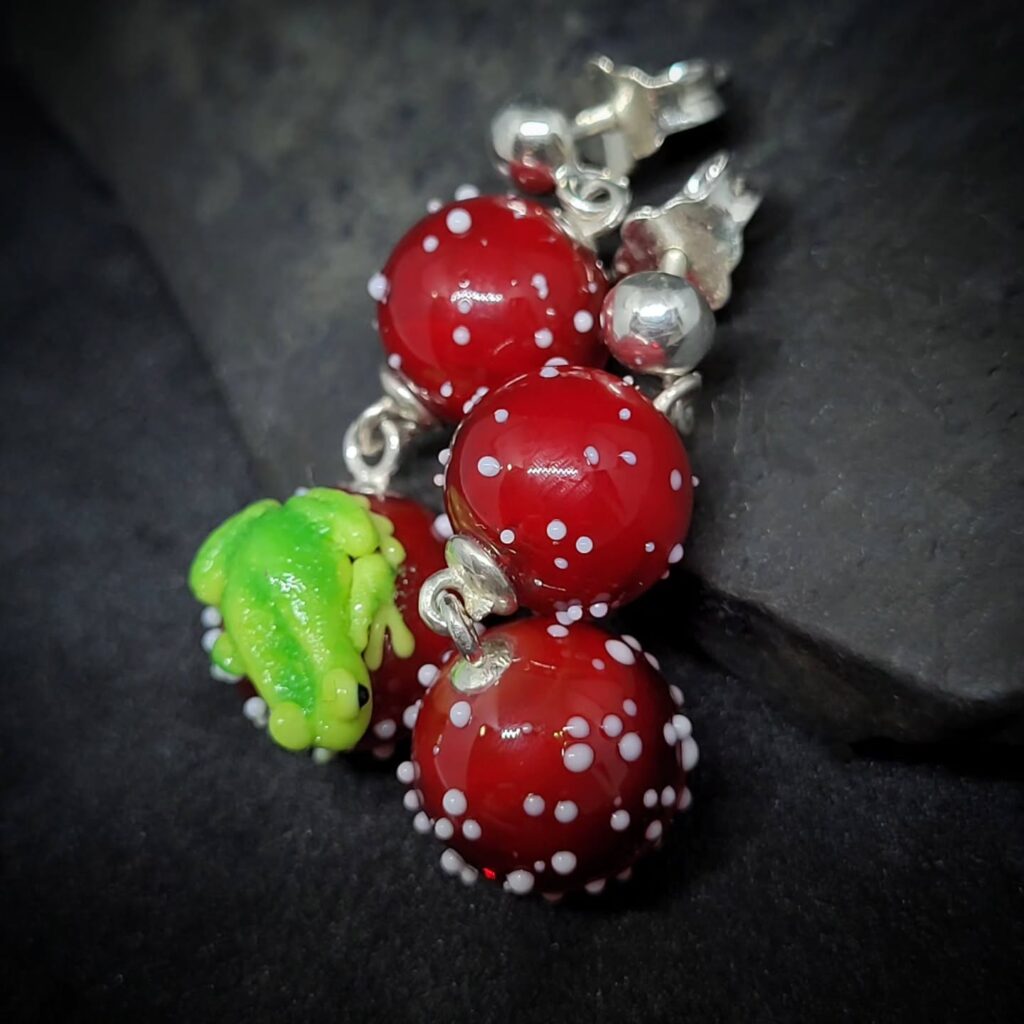 Frog on a Toadstool Earrings