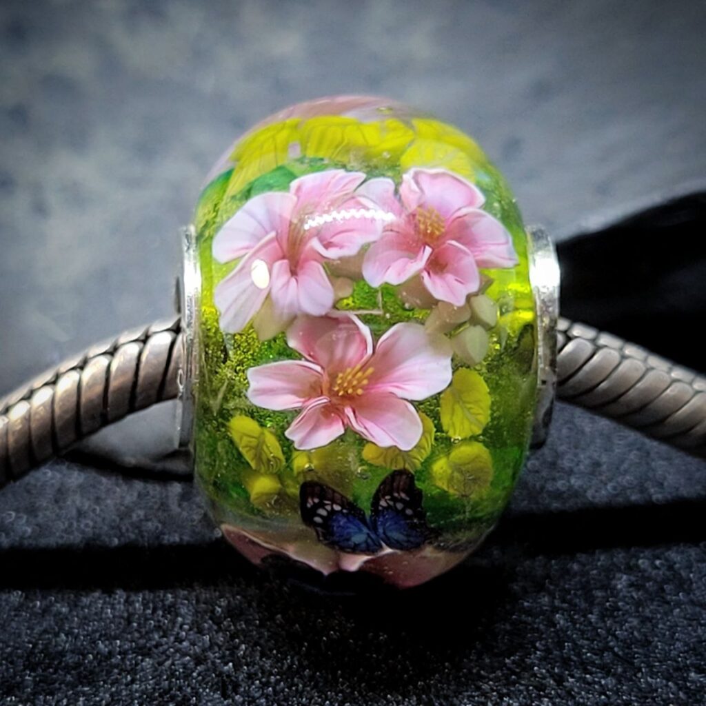 Pink cherry blossom bead