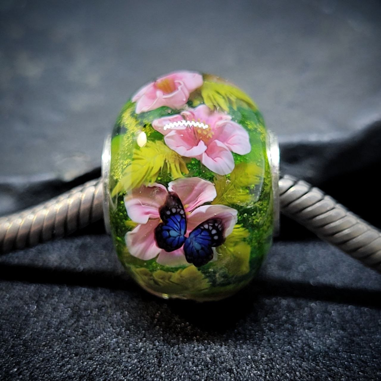 Pink Cherry blossom with blue butterfly - Image 6