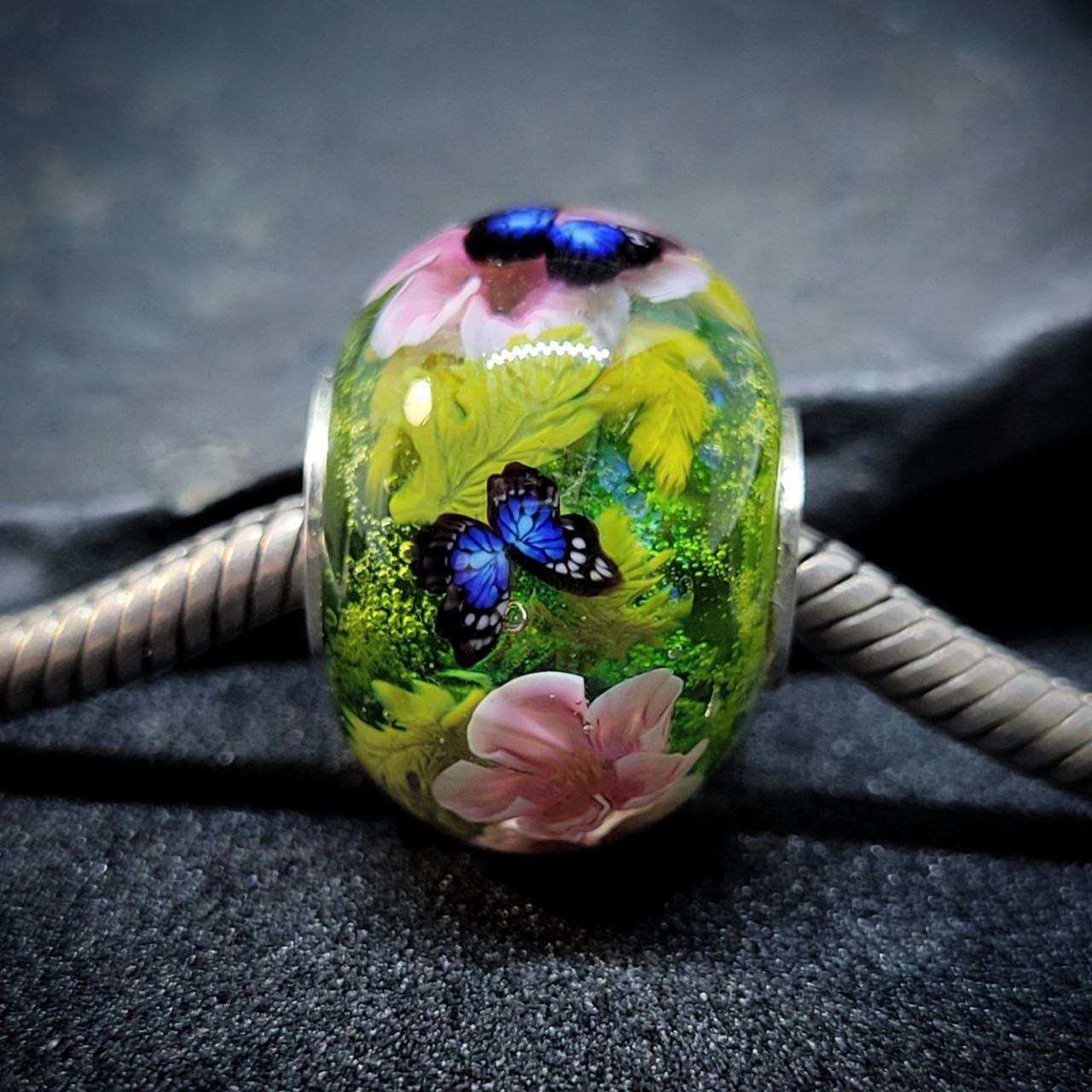 Pink Cherry blossom with blue butterfly - Image 4