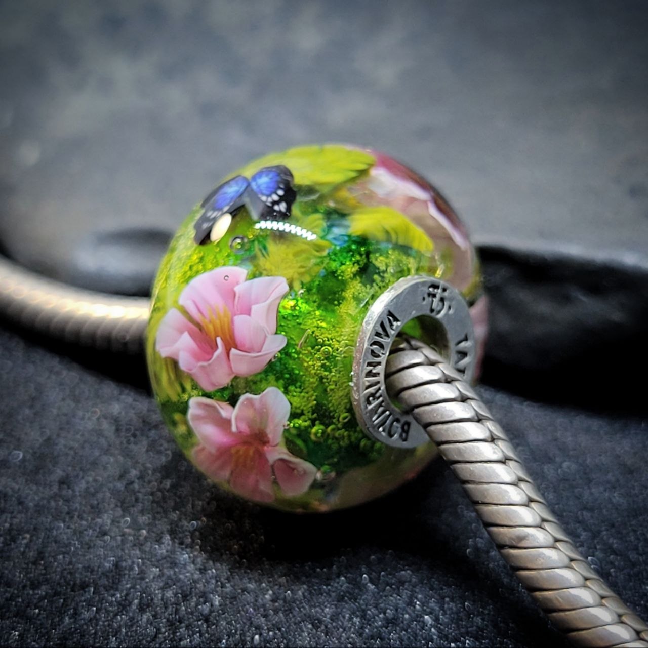 Pink Cherry blossom with blue butterfly - Image 3