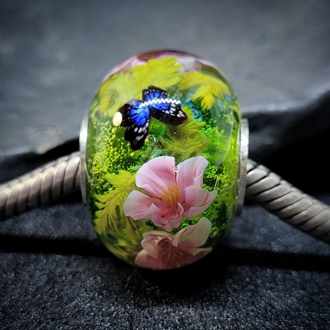 Pink Cherry blossom with blue butterfly - Image 2